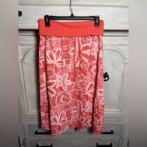 Fresh Produce Coral Floral Gauzy Foldover Skirt Relaxed Boho Beach Effortless